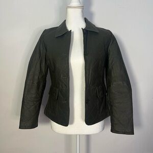 Women's Quilted Green Leather Jacket